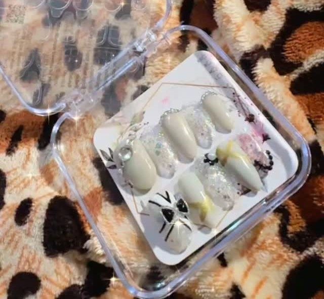 白色亮片手工美甲片盤裝